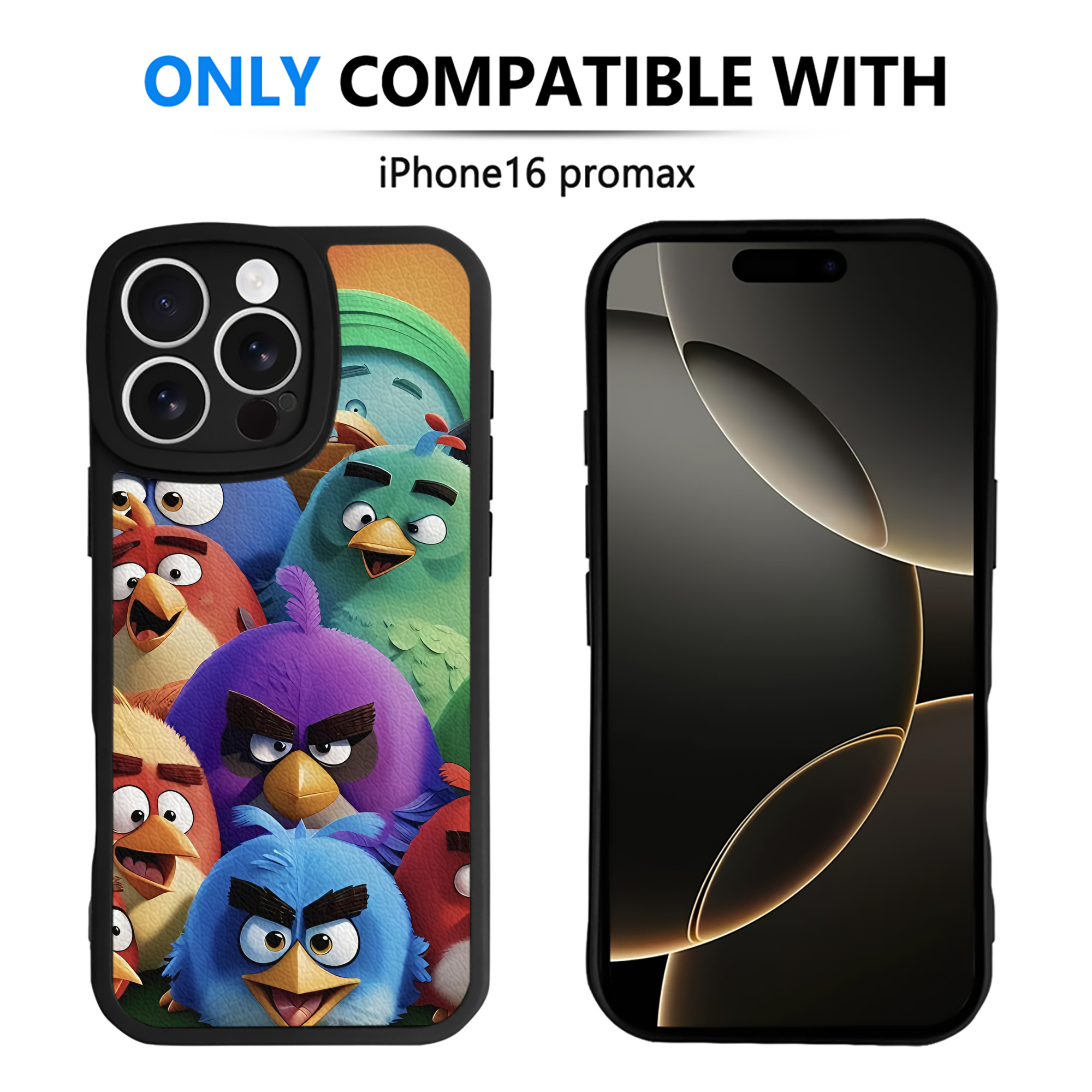 （画像用） Angry Birds アングリーバード 【iPhone 16シリーズ対応】シリコンスマホケース（レザー調） 材質：シリコン
